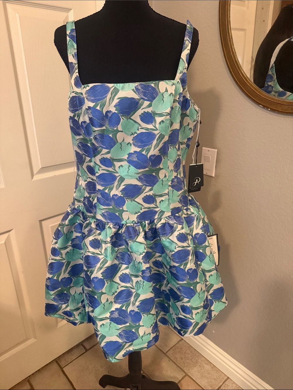 Adrianna Papell Blue & Teal Floral Skirt - Girls